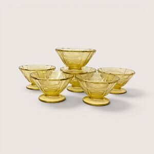 Vintage Federal Glass Madrid Amber Depression Glass Sherbet Cups Set of 6